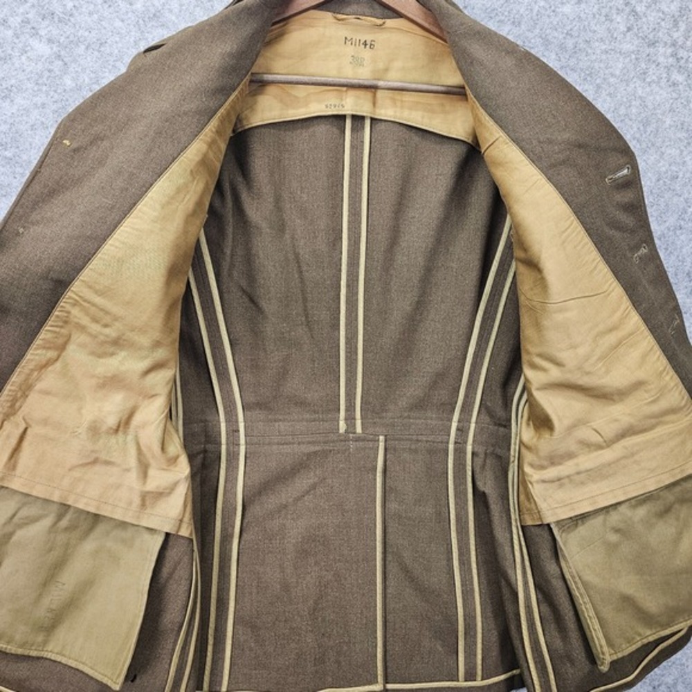 Vintage 40s WWII Uniform Coat Men 36R XS Green Wool US Army ETO Sergeant General - Picture 2 of 16